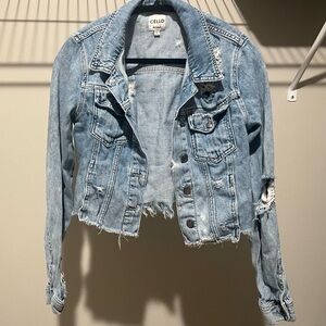 Cello Light Blue Distressed Jean Jacket